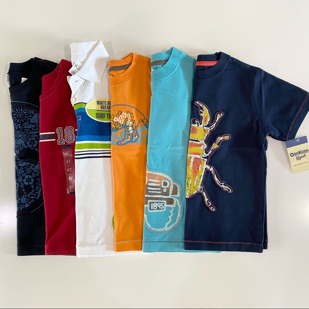 NWT Boys Sz 4 4T Shirt Bundle 6 pc Osh Kosh Gymboree Childrens Place Tops NEW